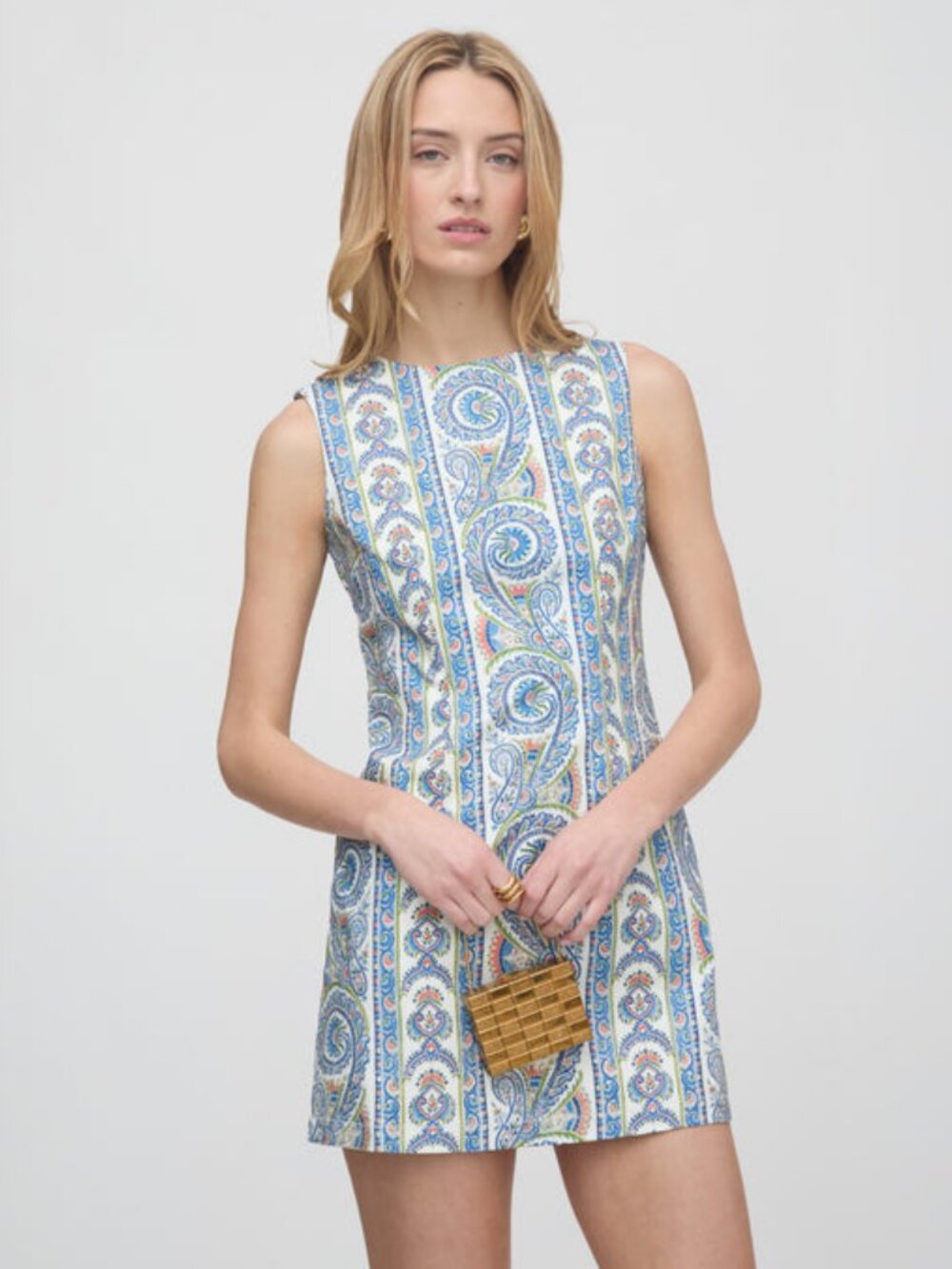 NWT Hill House Home Viola Dress S Blue Corsica Paisley Sleeveless Mini